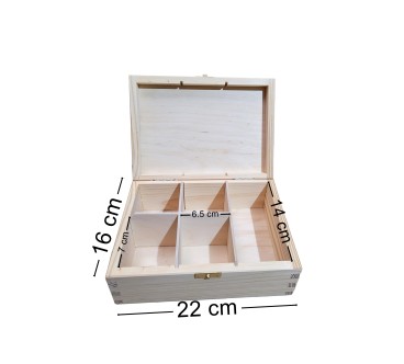 Wooden Tea Box – 5 Compartments – Handmade in UK