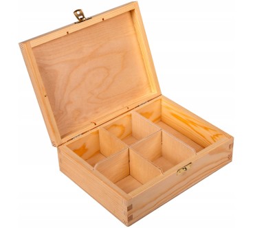 Wooden Tea Box – 5 Compartments – Handmade in UK
