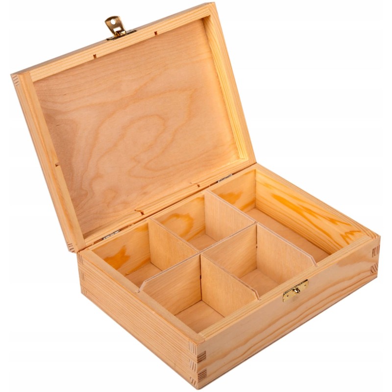 Wooden Tea Box – 5 Compartments – Natural Pine – Handmade in UK – Smooth Raw Finish – Storage for Tea Wooden Tea Box – 5 Compartments – Natural Pine – Handmade in UK – Smooth Raw Finish – Storage for Tea