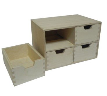 Wooden World Square Plywood Chest – 4 Drawer Organizer