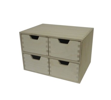 Wooden World Square Plywood Chest – 4 Drawer Organizer