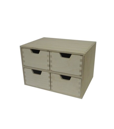 Wooden World Square Plywood Chest – 4 Drawer Organizer