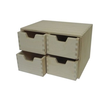 Wooden World Square Plywood Chest – 4 Drawer Organizer