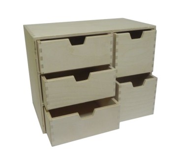 Wooden World Plywood Chest – 5 Drawer Mixed Organizer
