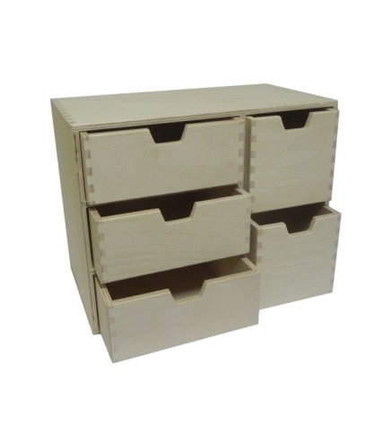 Wooden World Plywood Chest – 5 Drawer Mixed Organizer