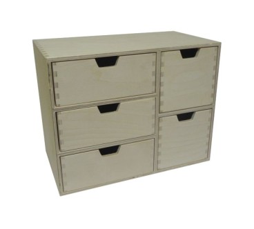 Wooden World Plywood Chest – 5 Drawer Mixed Organizer