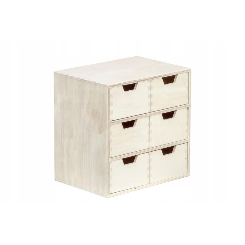 Plywood Chest with 6 Drawers – Desk & Craft Organizer – 28x20x28 cm