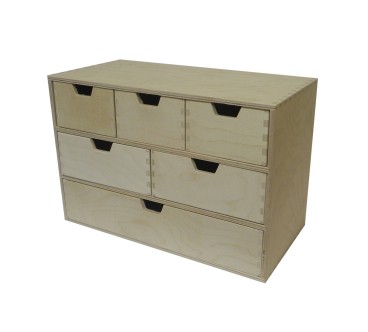 Wooden World Plywood Chest – 6 Drawer Multi-Size Organizer