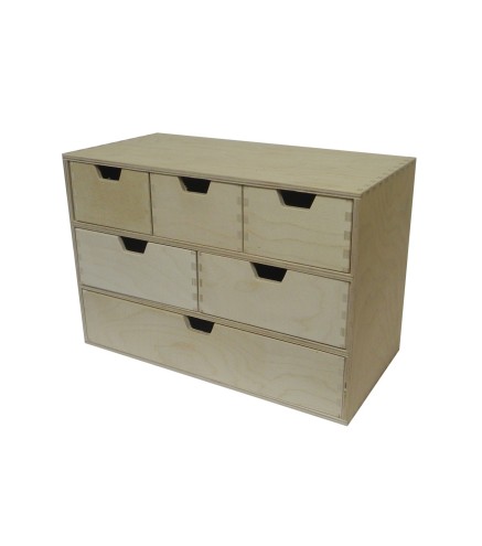 Wooden World Plywood Chest – 6 Drawer Multi-Size Organizer