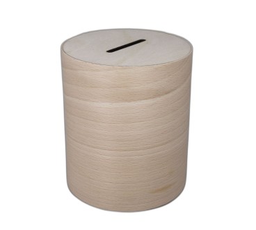 Wooden Cylinder Money Box – Natural Birch Piggy Bank
