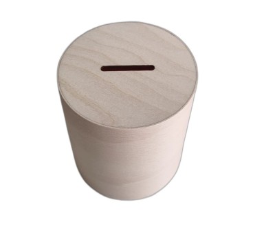 Wooden Cylinder Money Box – Natural Birch Piggy Bank
