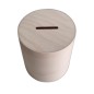 Wooden Cylinder Money Box – Natural Birch Piggy Bank with Bottom Plug – 12x10.5 cm