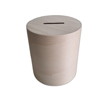 Wooden Cylinder Money Box – Natural Birch Piggy Bank