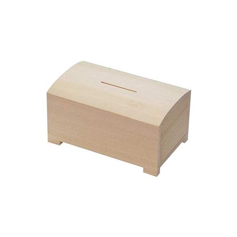 Wooden Rectangular Money Box – Natural Beech Piggy Bank with Sliding Bottom – 19.5x12x9.5 cm