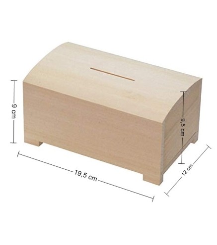 Wooden Rectangular Money Box – Natural Beech Piggy Bank with Sliding Bottom – 19.5x12x9.5 cm