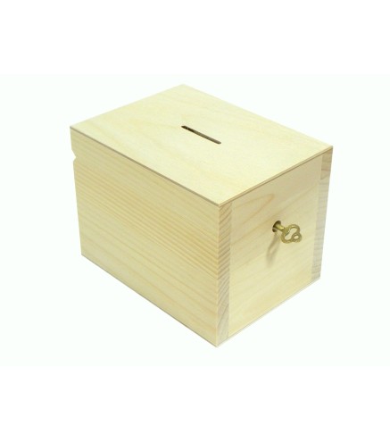 Wooden Money Box with Key – Pine and Plywood Piggy Bank