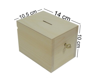 Wooden Money Box with Key – Pine and Plywood Piggy Bank