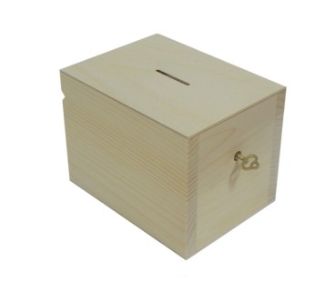 Wooden Money Box with Key – Pine and Plywood Piggy Bank