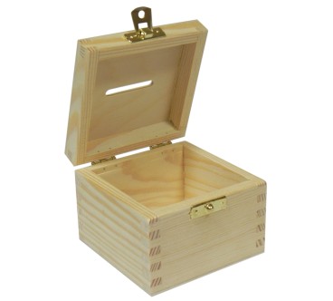 Wooden Money Box with Clip – Pine and Plywood Piggy Bank