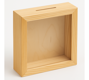 Wooden Money Box with Glass Front – Pine Piggy Bank