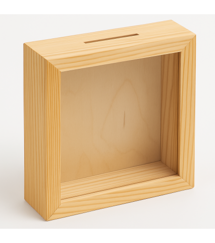 Wooden Money Box with Glass Front – Pine Piggy Bank