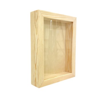 Wooden Money Box with Glass Front – Vertical Pine Frame