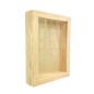 Wooden Money Box with Glass Front – Vertical Pine Frame Piggy Bank 21x16x4 cm