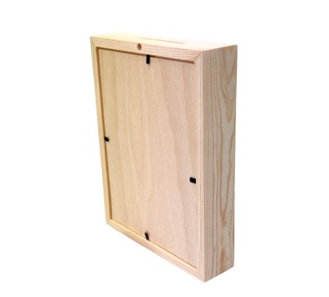Wooden Money Box with Glass Front – Vertical Pine Frame