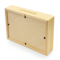 Wooden Money Box with Glass Front – Horizontal Pine Frame Piggy Bank 21x16x4 cm