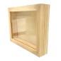 Wooden Money Box with Glass Front – Horizontal Pine Frame Piggy Bank 21x16x4 cm