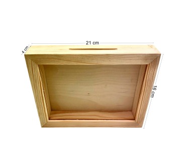 Wooden Money Box with Glass Front – Horizontal Pine Frame