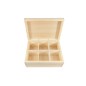 Wooden Tea Box – 6 Compartments – Natural Pine – Handmade in UK – Smooth Raw Finish – Storage for Tea