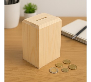 Wooden World Pine Opening Money Box – 13x10x6 cm
