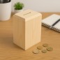Pine Wood Opening Money Box – Reusable Wooden Piggy Bank with Bottom Screws – 13x10x6 cm