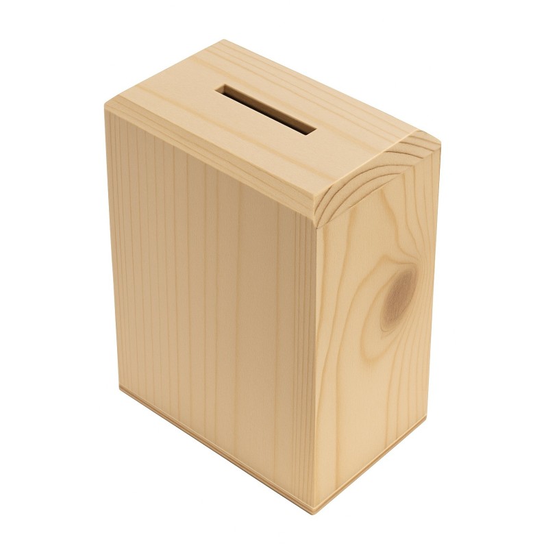 Pine Wood Opening Money Box – Reusable Wooden Piggy Bank with Bottom Screws – 13x10x6 cm