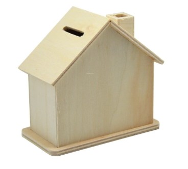 Wooden World House Money Box – 11x6x10.5 cm