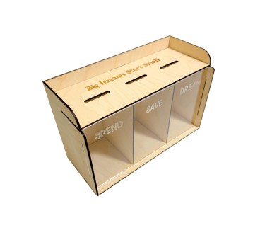 Wooden World Triple Money Box – 24x15x10 cm