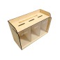 Wooden World – Triple Wooden Money Box with Transparent Front – 3 Compartments “Spend, Save, Dream” – 24x15x10 cm