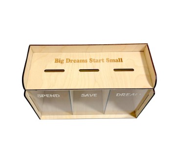 Wooden World Triple Money Box – 24x15x10 cm