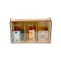 Wooden World – Triple Wooden Money Box with Transparent Front – 3 Compartments “Spend, Save, Dream” – 24x15x10 cm
