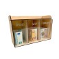 Wooden World – Triple Wooden Money Box with Transparent Front – 3 Compartments “Spend, Save, Dream” – 24x15x10 cm