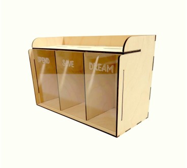 Wooden World Triple Money Box – 24x15x10 cm