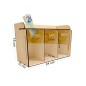 Wooden World – Triple Wooden Money Box with Transparent Front – 3 Compartments “Spend, Save, Dream” – 24x15x10 cm