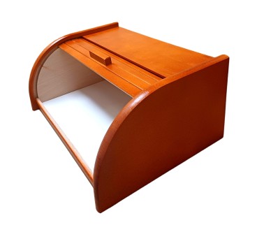 Small Wooden Bread Box – Beech Wood Orange Finish