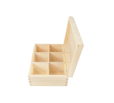 Wooden Tea Box – 6 Compartments – Handmade in UK