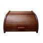 Small Dark Brown Beech Wood Bread Box with Roll-Top Lid – Compact Wooden Kitchen Bread Bin 30x26x16 cm