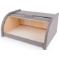 Small Grey Beech Wood Bread Box with Roll-Top Lid – Compact Wooden Kitchen Bread Bin 30x26x16 cm Small Grey Beech Wood Bread Box with Roll-Top Lid – Compact Wooden Kitchen Bread Bin 30x26x16 cm