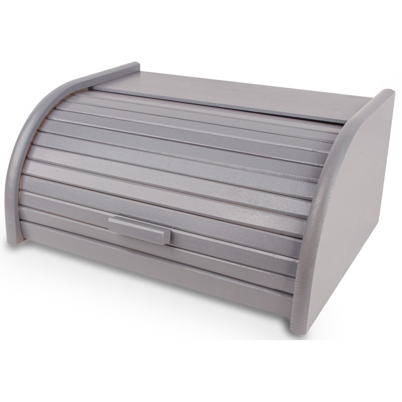 Small Grey Beech Wood Bread Box with Roll-Top Lid – Compact Wooden Kitchen Bread Bin 30x26x16 cm Small Grey Beech Wood Bread Box with Roll-Top Lid – Compact Wooden Kitchen Bread Bin 30x26x16 cm