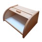 Small Natural Beech Wood Bread Box with Roll-Top Lid – Compact Wooden Kitchen Bread Bin 30x26x16 cm
