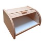 Small Natural Beech Wood Bread Box with Roll-Top Lid – Compact Wooden Kitchen Bread Bin 30x26x16 cm